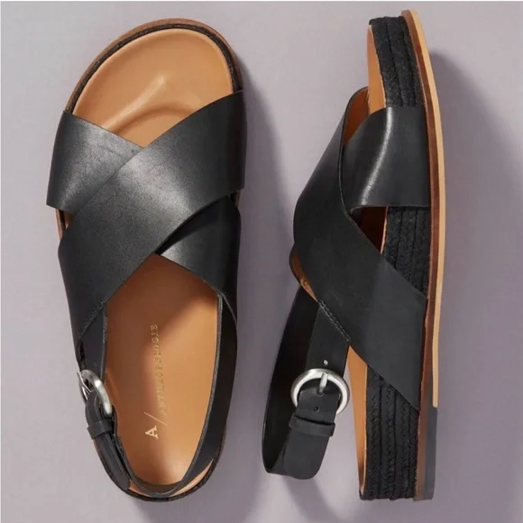 Anthropologie Clarissa Slingback Sandals Black Size 38 - Picture 2 of 5